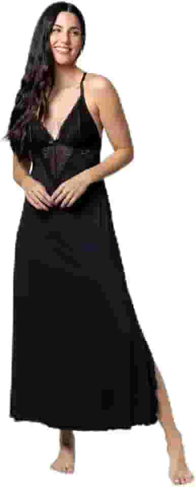 Camisola Longa Feminina em Renda e Microfibra – Conforto, Elegância e Sensualidade