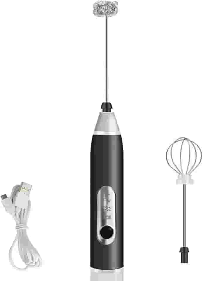 Mini Mixer Recarregável Batedor Espumador De Bebidas Batedor Ovos Fuê Portátil Elétrico (Preto)