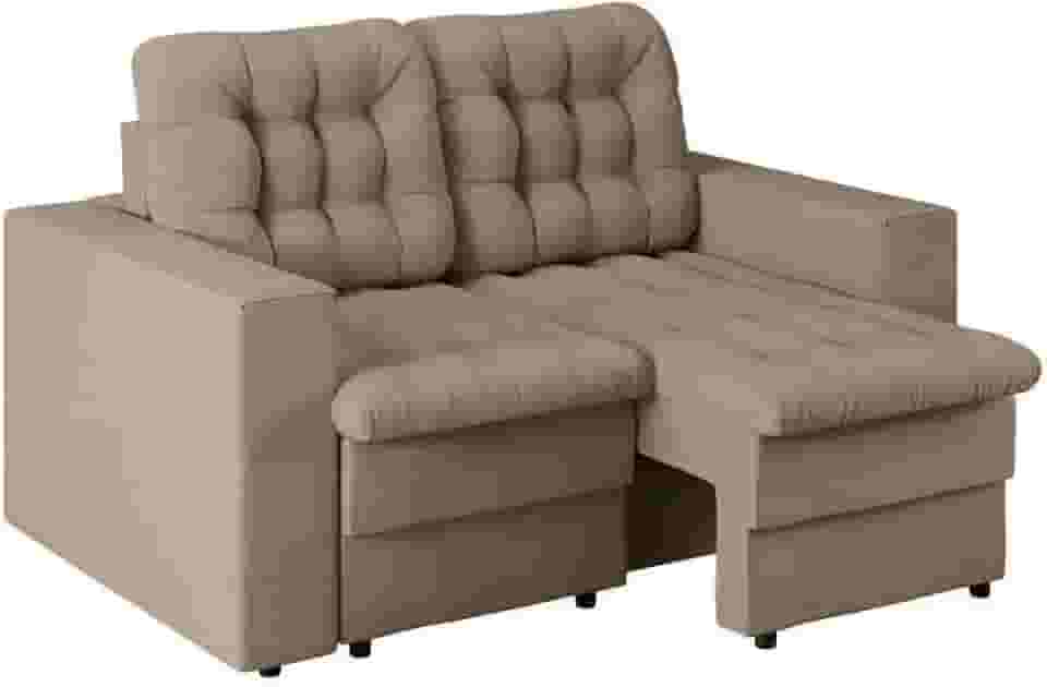 Sofá 2 Lugares Retrátil Lubeck Plush Suede Bege 140 cm
