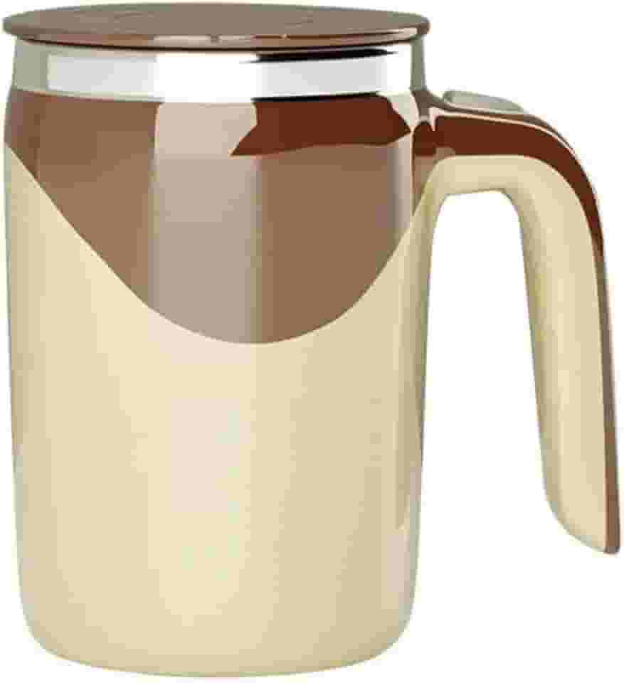 Caneca Magnética Aço Inox Misturadora Automática de Bebidas 380ml, Bateria Recarregável USB, Base Antiderrapante, Copo Elétrico Mixer de Café, Leite em Pó, Shakes, Whey Protein, Achocolatado (Marrom)