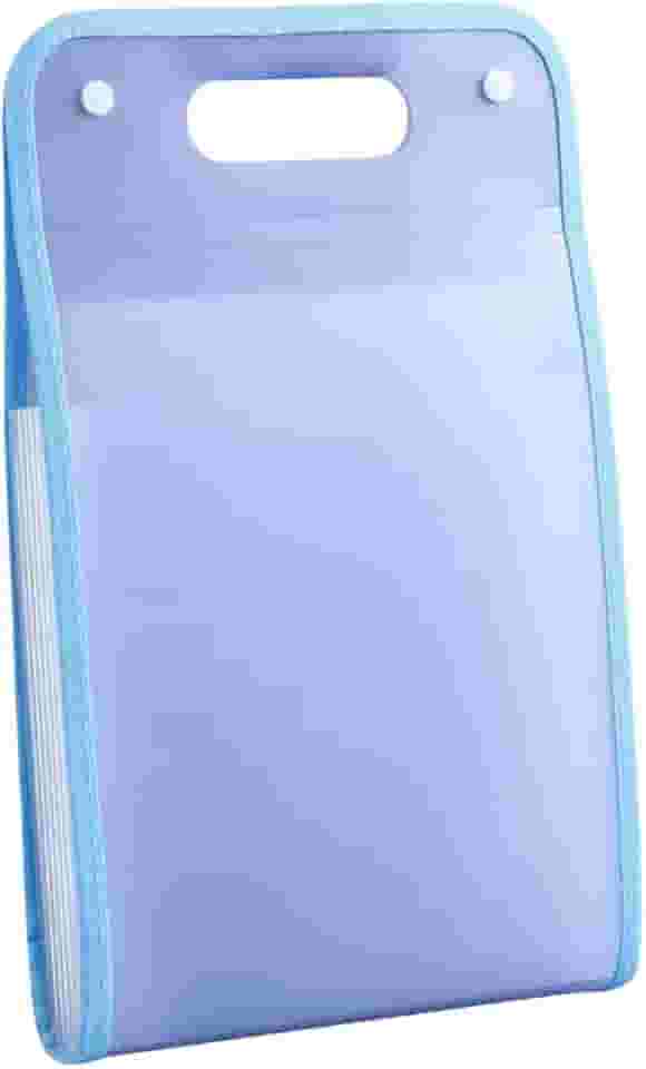 Pasta Sanfonada Plástica A4 com 13 Divisórias – Organizadora de Arquivos e Documentos, Portátil, com Alça e 2 Fechos de Pressão – Escolar e Escritório (Azul)