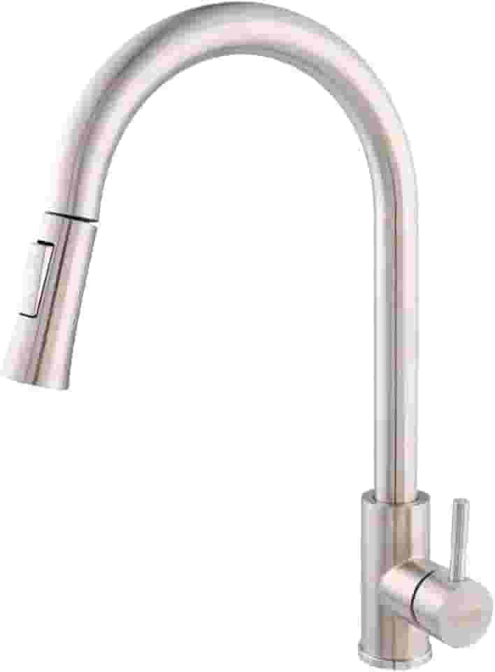 Raro, Torneira Inox 304 Gourmet Misturador Monocomando Para Cozinha Com Mangueira Retrátil Extensível Bico Fino Escovado