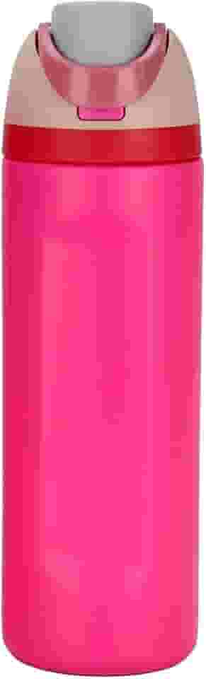 Garrafa Térmica de Água 710ml com Tampa 2 em 1 - Antivazamento, Parede Dupla, Com Alça e Tampa com Trava (Rosa com Vermelho)