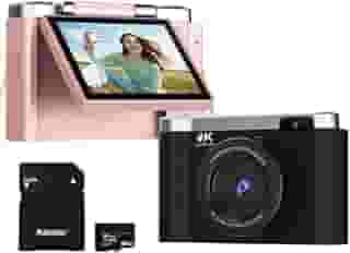 Câmera digital 4K para fotografia com foco automático, câmera vlogging de 48 MP para YouTube, cartão SD de 64 GB, tela flip de 2,8 polegadas, compacta para viagens com zoom de 8X, flash, antivibração