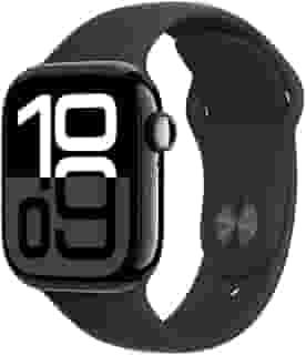 Apple Watch Series 10 GPS + Cellular • Caixa preta brilhante de alumínio – 42 mm • Pulseira esportiva preta – P/M