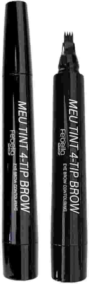 Caneta Fio a Fio para Sobrancelha e Barba Microblading Tridente Resistente a Agua (Preto Febella)