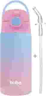 Buba – Garrafa Térmica Infantil 400ml com um Canudo de Silicone Extra e Tampa com Trava – Rosa