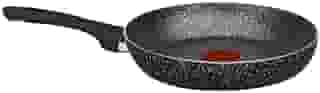 Frigideira Rochedo Stone Pro 24cm Preto com Efeito Pedra e Antiaderente Minerium, Alta Resistência e Durabilidade, Cabos Ergonômicos para Maior Segurança e Base Limpa Fácil