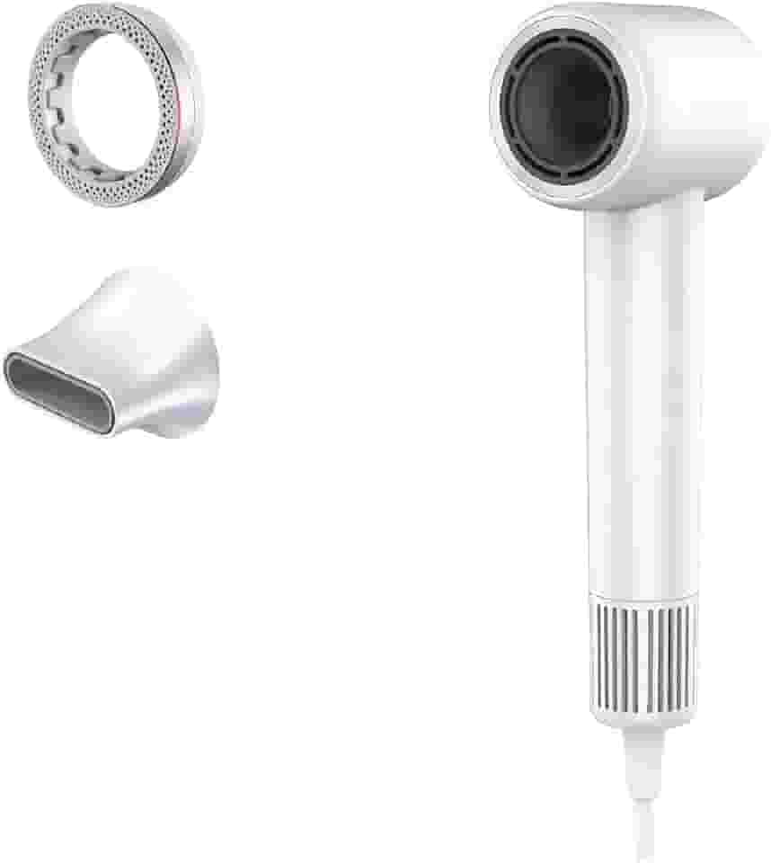 Secador de Cabelo Alta Velocidade de 1500W, Secador de Cabelo de 3 Velocidades de 3 Temperaturas com motor sem escovas de 110.000 RPM com Bico e Anel de essências, 127V (Branco)