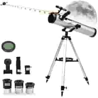 Telescópio Astronômico Lunar Refletor 76mm Focal 700m com Tripé Impermeável, Telescópio Astronômico para Adultos Crianças Iniciantes