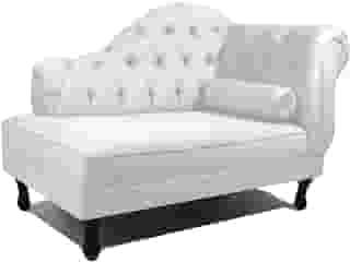Recamier Sofá Divã Com Pés Retro 120X60 - Elã (Corino Branco)