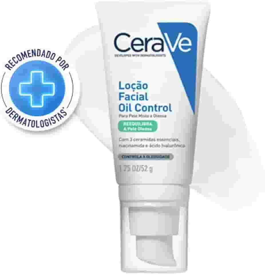 CeraVe Loção Facial Hidratante Oil Control para Pele Mista a Oleosa, Com 3 Ceramidas Essenciais, Ácido Hialurônico e Niacinamida, Hidratação Prolongada e Acabamento Matte, 52g