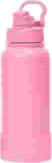 Garrafa Térmica de Água 1 Litro com Alça Garrafinha 2 em 1 com Canudo e Saída Livre em Inox e Sistema Térmico a Vácuo (Rosa)