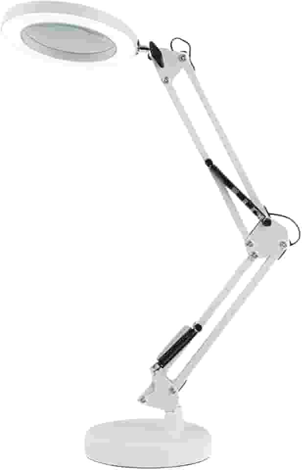 Lupa Luminária de Mesa Articulável LED USB com Garra 2 em 1: Dimmer, 3 Cores, Conforto Visual e Fixação Segura