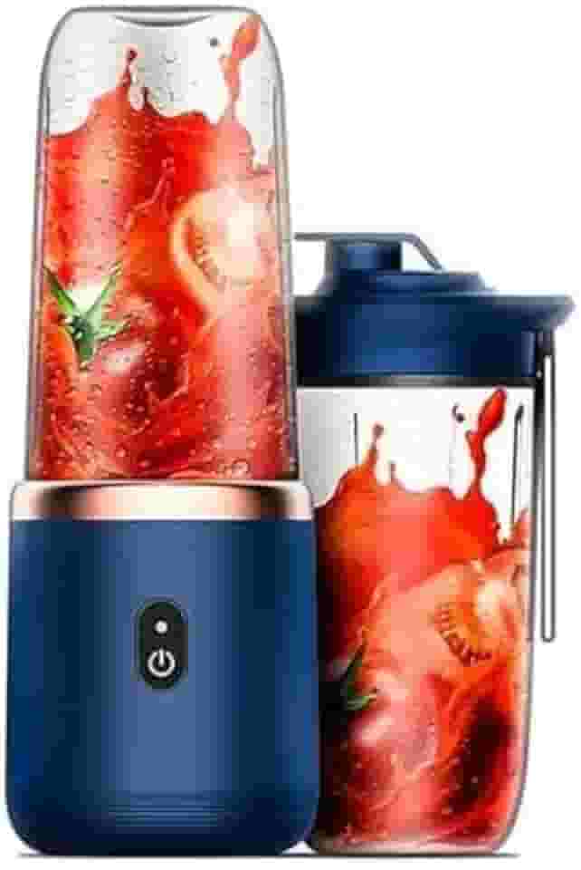 Liquidificador Portátil Elétrico Copo Liquidificador Portatil Recarregável USB Sem Fio Base (400ml, azul)