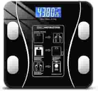Balança Digital Bioimpedância Premium Bluetooth com App Saúde iOS Android para IMC Gordura Corporal Massa Muscular Massa Óssea Água Corporal Taxa Metabólica BMR Alta Precisão Vidro Temperado LED