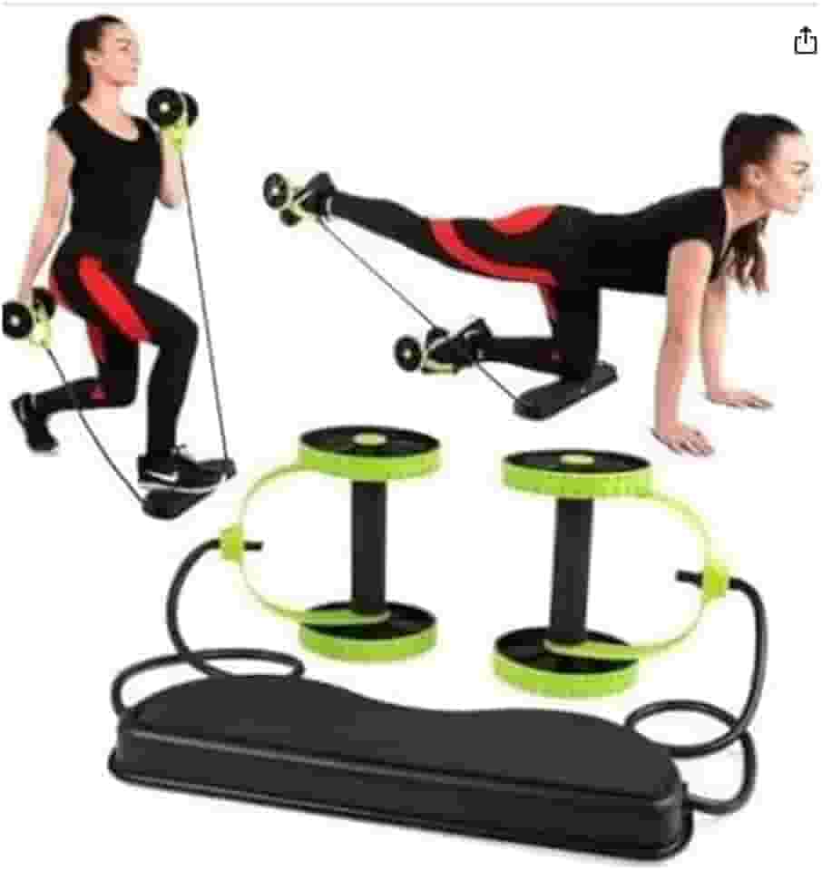 Aparelho de Exercícios para Emagrecer e Malhar em Casa, 44 Exercícios, 6 Níveis, Verde com Preto, 41x5x5cm