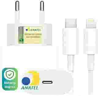 Kit Carregador Turbo Premium® Tipo C + Cabo | Compatível com iPhone X XR SE 11 12 13 14, Android, Galaxy, Tablets, Notebooks | Carga Rápida