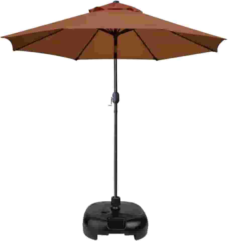 Kit Ombrelone Guarda Sol 3m Com Manivela Articulado Maresias Marrom Com Base Plástica Preta