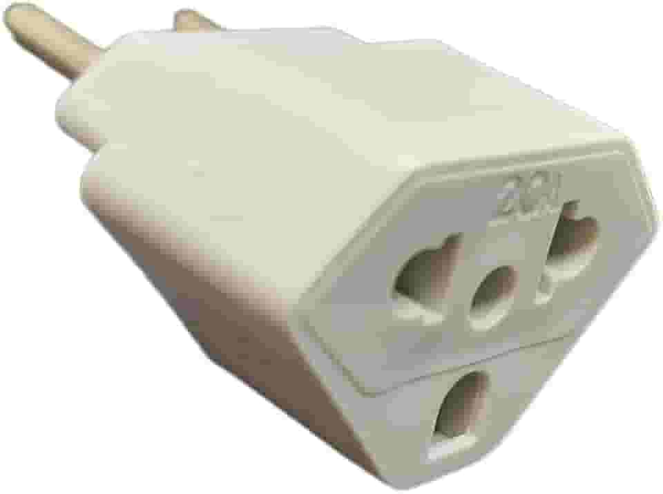 Adaptador de Tomada Universal 10A e 20A 2 Polos Padrão Brasileiro e Americano - Branco