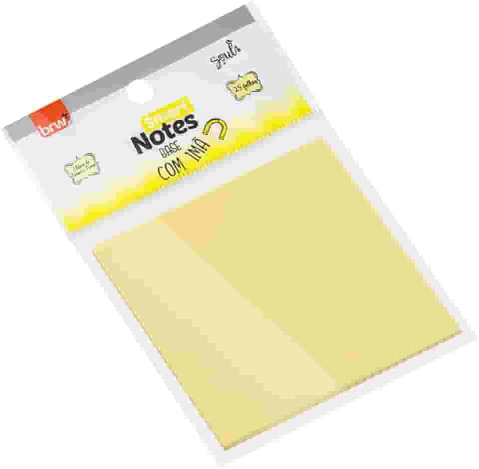 BRW Bloco Adesivo Smart Notes 76x76mm Amarelo Pastel Base Imã 25 Folhas