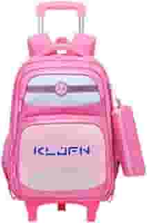 Mochila Escolar com Rodinhas LED, Kit com Estojo, 3 Compartimentos, carrinho mochila escolar infantil para meninos e meninas de 6 a 12 anos
