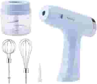 Batedeira Elétrica Portátil Recarregável USB com Copo 250ml e 2 Batedores Inox