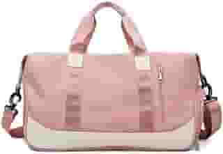 Bolsa de viagem portátil bolsa de bagagem de viagem de curta distância de grande capacidade leve separação seca e molhada bolsa de fitness esportiva impermeável (rosa)