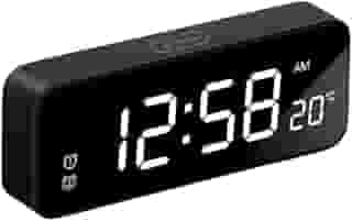 Relógio Digital com display de LED para Mesa - Temperatura, Cronômetro, Temporizador, Função de Despertador, Alarme, Carregável via USB (Preto)