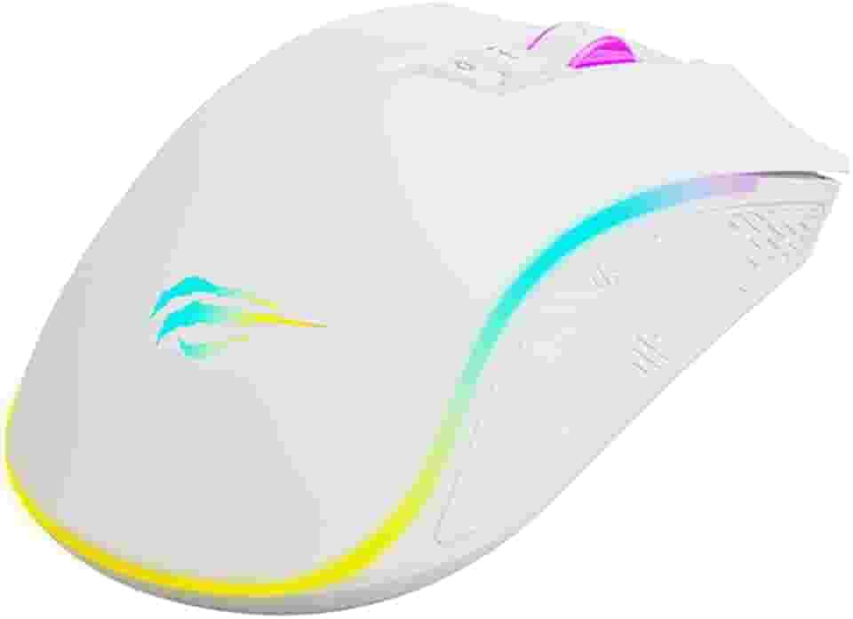 Mouse Gamer Havit MS1034 White, USB, RGB, 7 Botões, Programação de Macros, Design Ergonômico, Até 7200 DPI, Branco