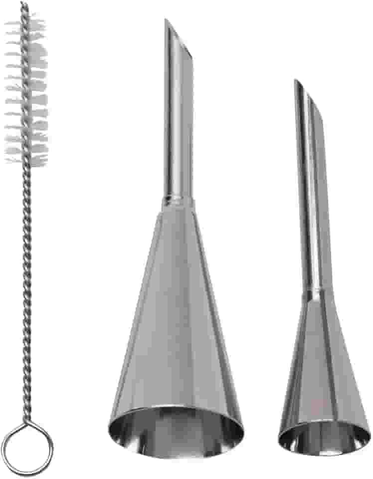 Mimo Style Bicos Para Confeitaria em Aço Inoxidável. Conjunto de Dois Bicos e Acompanha Acessório Para Limpeza. Perfeitos Para Os Mais Diversos Tipos de Sobremesas. Reutilizável, Resistente e Durável