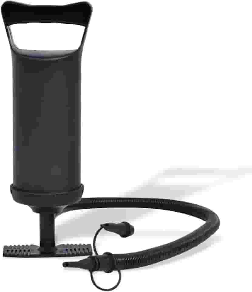 Bomba de Ar Manual para Infláveis, 30cm, 3 Bicos Adaptáveis, Mangueira Flexível, Alta Pressão, Portátil