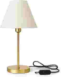 Abajur de Mesa Dourado com Cúpula Branca – Toque Sofisticado para sua Decoração