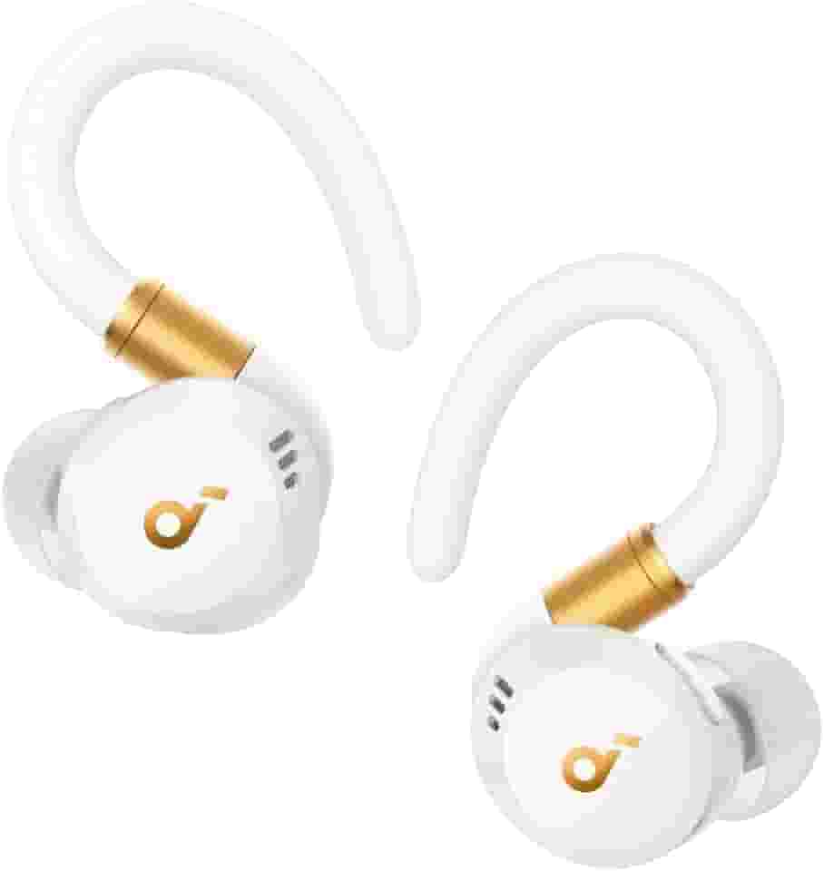 soundcore Sport X20 da Anker, Fone de Ouvido Bluetooth Sem Fio, Fone esportivo, ANC Adaptativo, Ganchos Ajustáveis, Graves Intensos, À Prova de Suor e Poeira, IP68, 48H de Reprodução, TWS, Branco