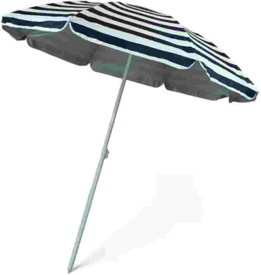 NTK, Guarda-Sol Solis Estrutura Aço e Fibra de Vidro 1,80m para Praia, Camping, Piquenique com Proteção UV 50+, Azul e Branco