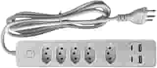 Filtro de Linha 5 Entradas 2 Portas USB 2 Portas Tipo C Régua de Energia 5 Tomadas com Entrada USB e Tipo C Extensão Multifuncional Bivolt de Design Premium