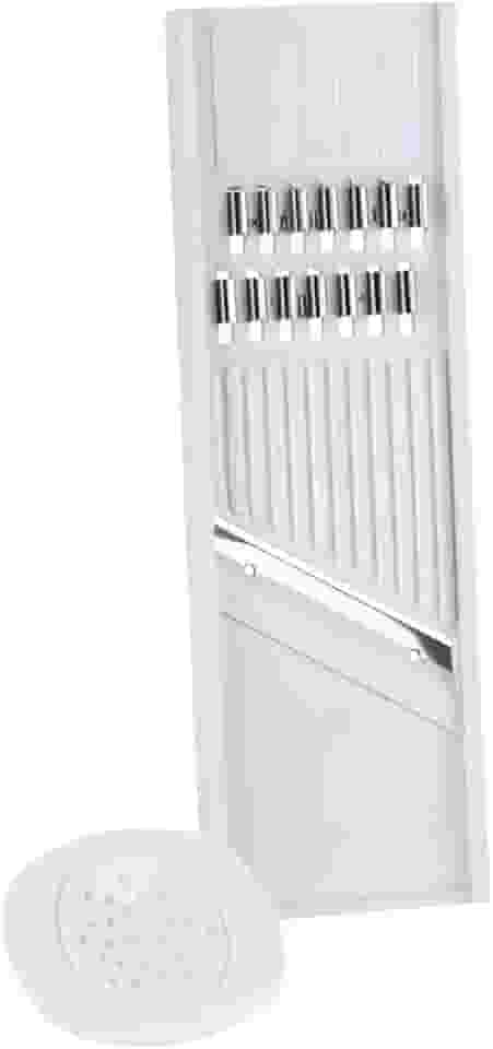 Cortador Fatiador de Legumes Manual, Dupla Face, Plástico e Aço Inox, Branco