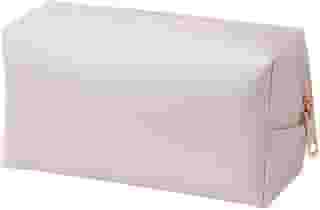 Necessaire Feminina de Couro PU Compacta – Estojo de Maquiagem, Viagem e Cosméticos (Off White Perolado)