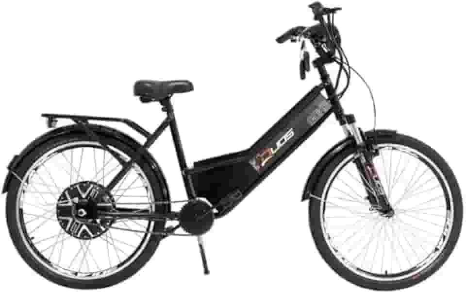 Bicicleta Elétrica 48V 12A, Motor 500W, Velocidade Máxima 20 km/h, Bateria de Chumbo, Aro 14, Freio a Tambor, Painel Digital, Farol LED, Preta, Capacidade 150 kg