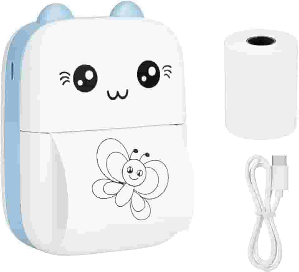 Mini Impressora Térmica Portátil, Bluetooth Sem Fio, Impressão de Fotos, Etiquetas, Lembretes e QR Code, Compatível com Android e iOS (Azul)