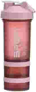Coqueteleira para Academia com Misturador, 650 ml, Compartimentos para Suplementos, Antivazamento (Rosa)