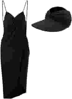 Saída de Praia Proteção UV + Viseira Dupla Face Vestido Feminino Multiuso Vira Saia Canga Verão Saída Banho Moda Praia Piscina Luxo Elegante (Preto, G (veste 40-42))