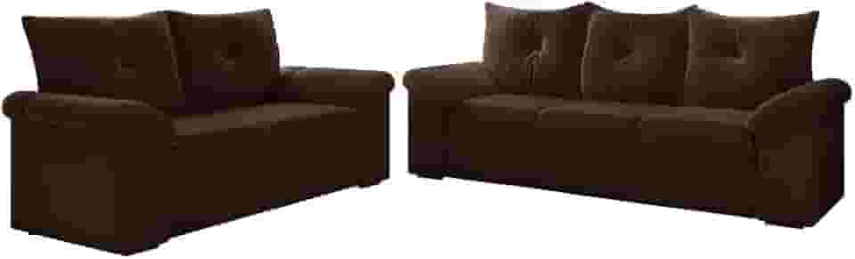 Conjunto de Sofá 2 e 3 Lugares Taurus Veludo Marrom