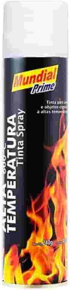 Tinta Spray 400ML Branco Fosco Alta Temperatura Mundial Prime