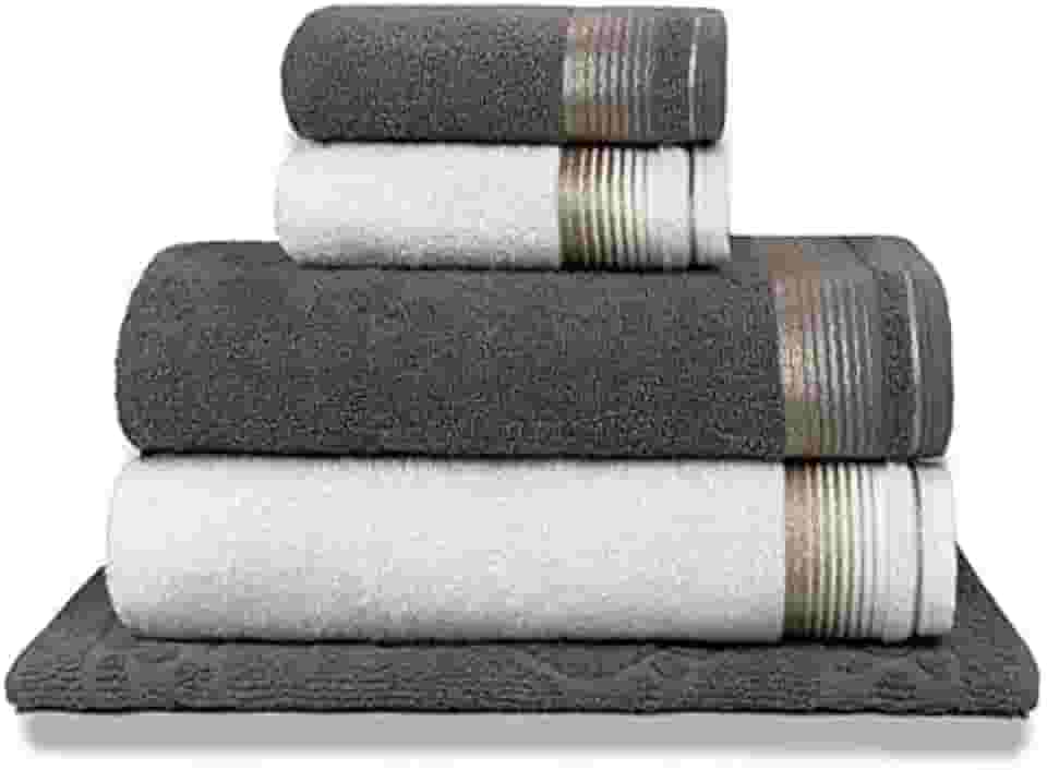 Jogo de Toalhas 5 peças 2 Banho 2 Rosto e 1 Piso 100% Algodão - KNS-Shopp (KIT 1)