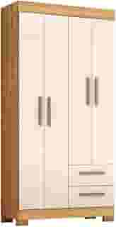 Guarda Roupas Solteiro 4 Portas 2 Gavetas Malta Madeirado/Off White Notável