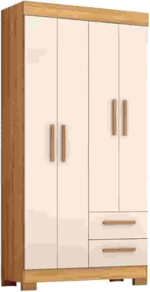 Guarda Roupas Solteiro 4 Portas 2 Gavetas Malta Madeirado/Off White Notável