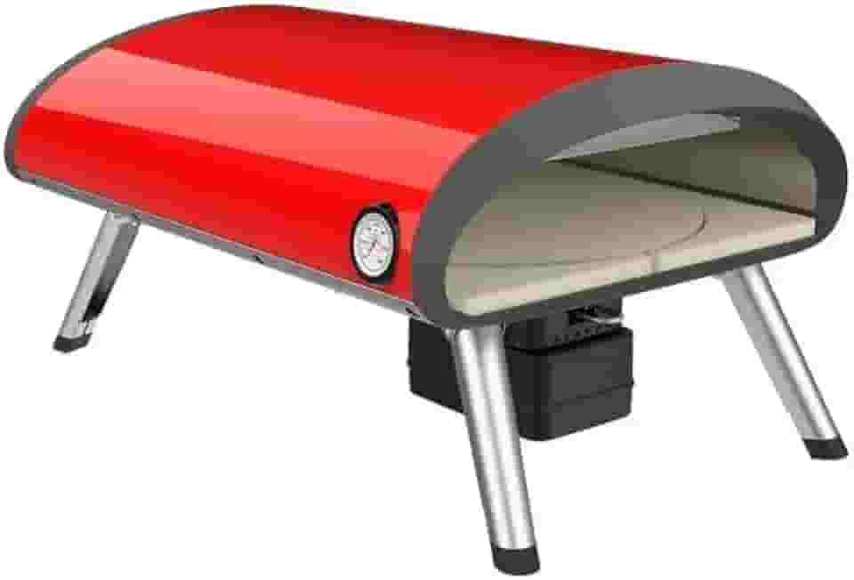 Forno de Pizza Portátil Rotativo a Gás, Com Pá de Alumínio, Cortador de Pizza e Capa para Transporte.