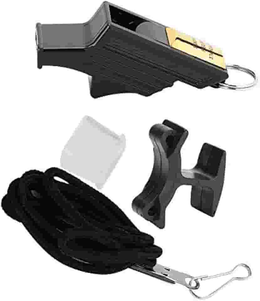 Dilwe Apito de árbitro, apito para basquete, futebol, acampamento, chamada de emergência (preto e dourado)