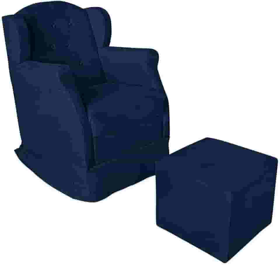 Poltrona de Amamentação Balanço Com Puff Platinum Decor (Azul Marinho)